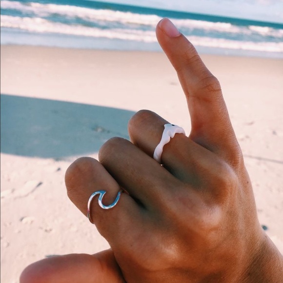 Silver Trendy Minimalist Wave Ring - Picture 2 of 5